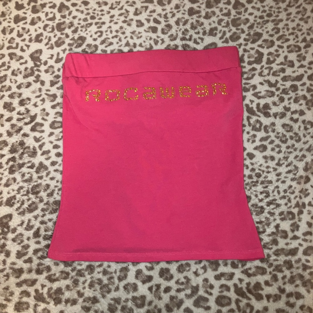 VTG Pink rocawear top with gold gemstones